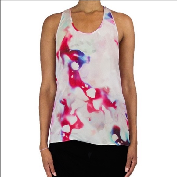 BHON Silk Abstract Printed Sleeveless Blouse Sz L - Picture 1 of 7